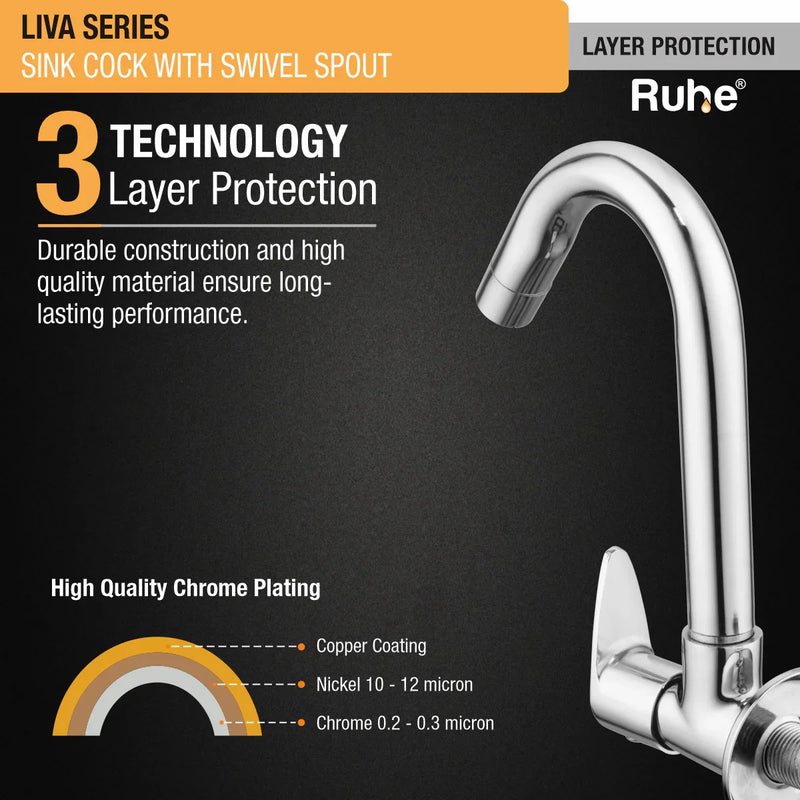 Liva Sink Tap with Round Swivel Spout Faucet - by Ruhe