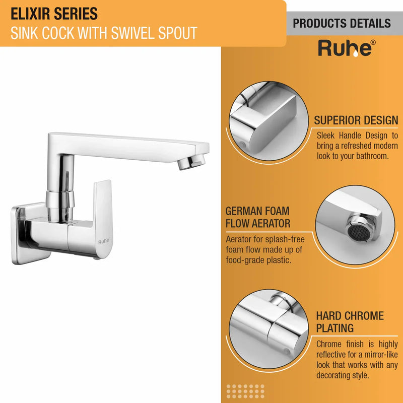 Wall-mount Kitchen Sink Tap with Swivel Spout