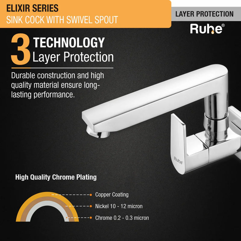 Wall-mount Kitchen Sink Tap with Swivel Spout