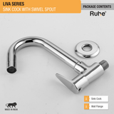 Liva Sink Tap with Swivel Spout Faucet package content