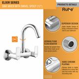 Elixir Sink Mixer with Small (12 inches) Round Swivel Spout Faucet products details