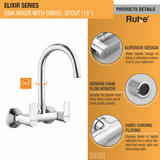 Elixir Sink Mixer with Medium (15 inches) Round Swivel Spout Faucet product details