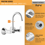 Pristine Sink Mixer with Medium (15 inches) Round Swivel Spout Faucet product details