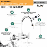 Elixir Sink Mixer with Medium (15 inches) Round Swivel Spout Faucet features