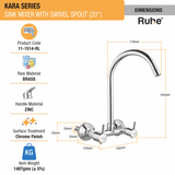 Kara Sink Mixer with Large (20 inches) Round Swivel Spout Faucet dimensions and size