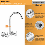 Kara Sink Mixer with Large (20 inches) Round Swivel Spout Faucet product details