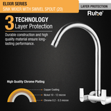 Elixir Sink Mixer with Large (20 inches) Round Swivel Spout Brass Faucet 3 layer protection