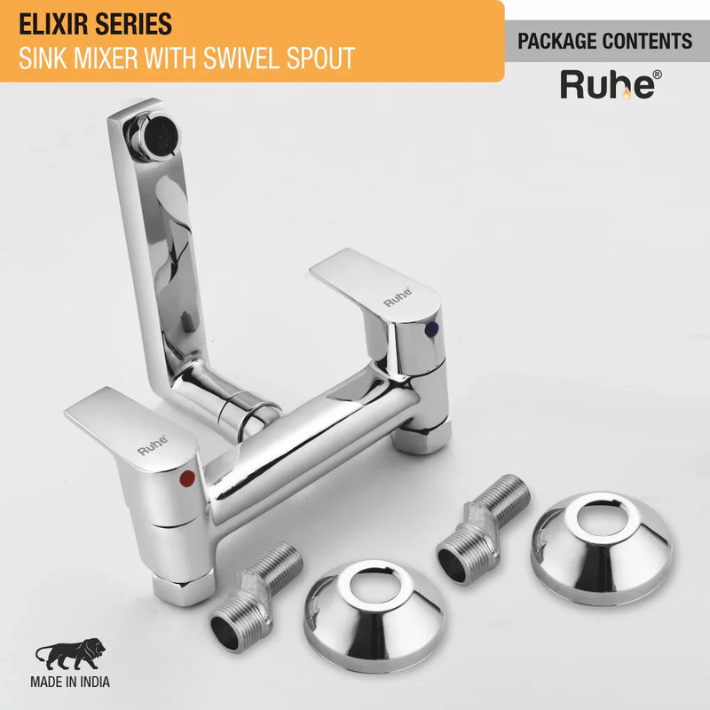 Elixir Wall Mount Kitchen Sink Mixer Tap with Swivel Spout