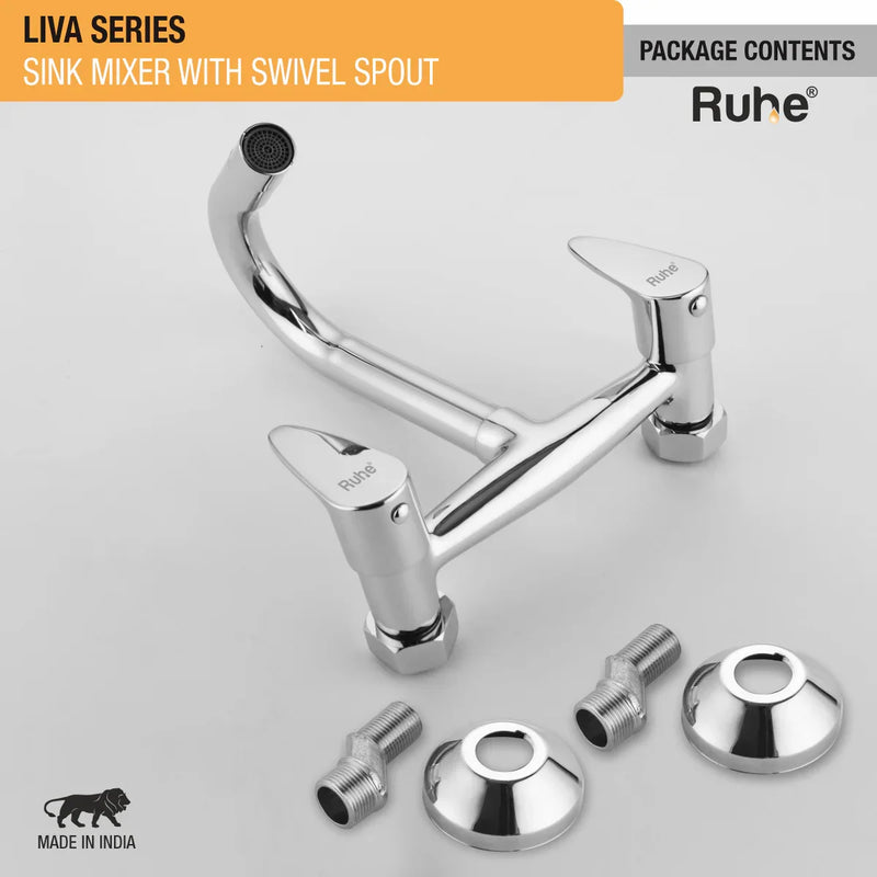 Liva Wall Mount Kitchen Sink Mixer Tap with Swivel Spout