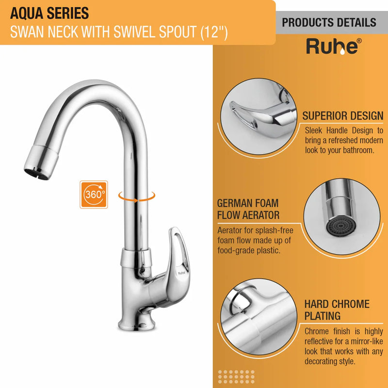 Aqua Deck Mount Wash Basin Tap with Swivel Spout