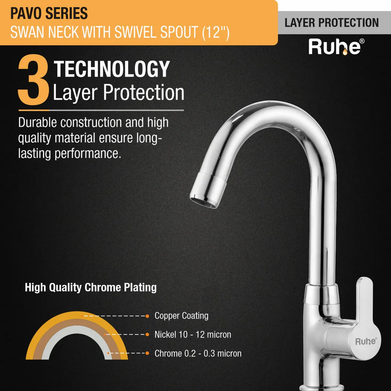 Pavo Deck Mount Kitchen Sink Tap with Small Swivel Spout