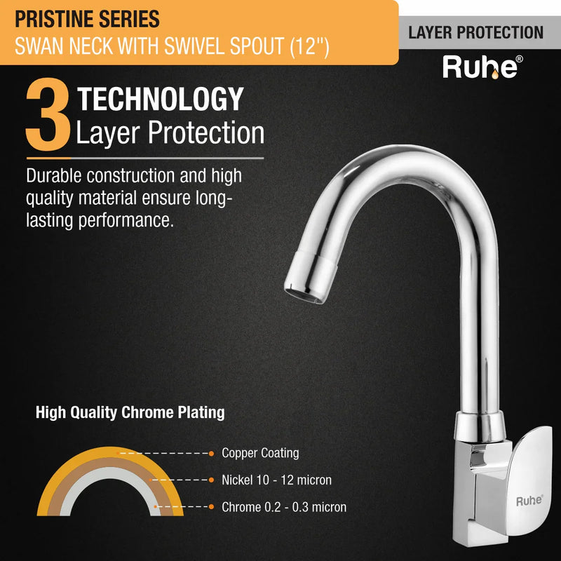 Pristine Deck-mount Kitchen Sink Tap with Small Swivel Spout (12") - by Ruhe