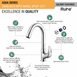 Aqua Swan Neck with Small (12 inches) Round Swivel Spout Faucet features