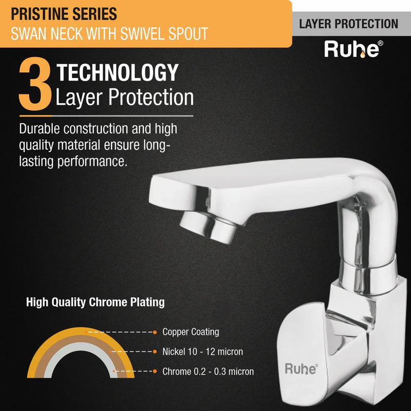 Pristine Deck Mount Wash Basin Tap with Swivel Spout