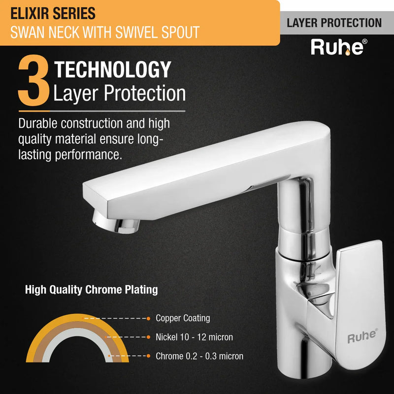 Elixir Deck Mount Wash Basin Tap with Swivel Spout
