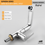 Euphoria Swan Neck With Swivel Spout Faucet package content