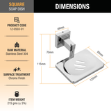 Square Stainless Steel Soap Dish (304 Grade) dimensions and size