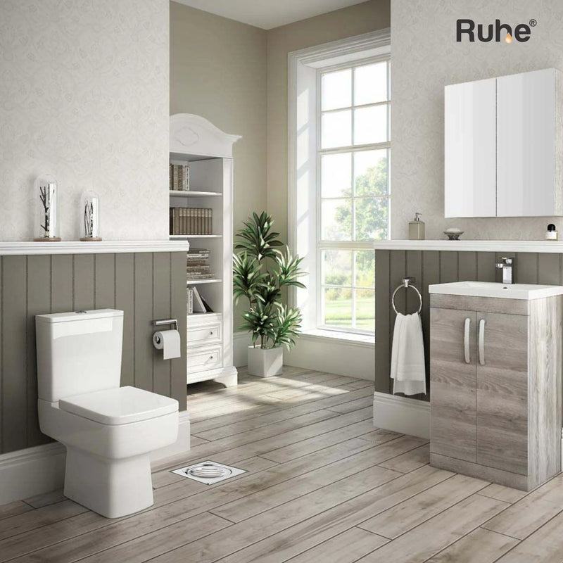 Vertical Neon Square Floor Drain (5 x 5 Inches) with Hinge - by Ruhe