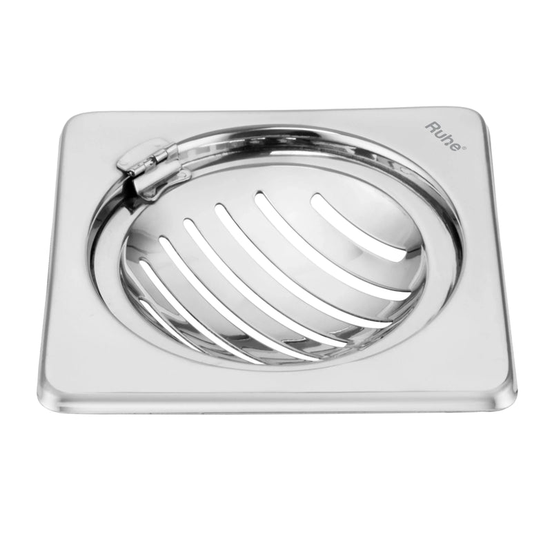 Vertical Neon Square Floor Drain (6 x 6 inches) with Hinged Grating Top- by Ruhe