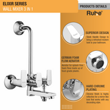 Elixir Wall Mixer 3-in-1 Brass Faucet product details