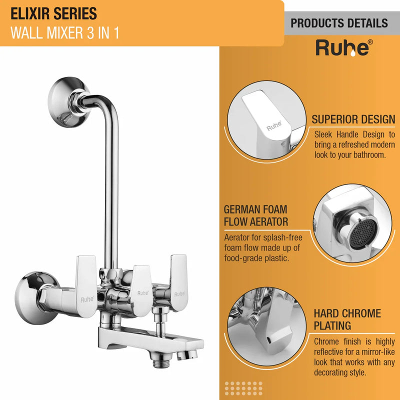 Elixir 3-in-1 Wall Mixer Tap