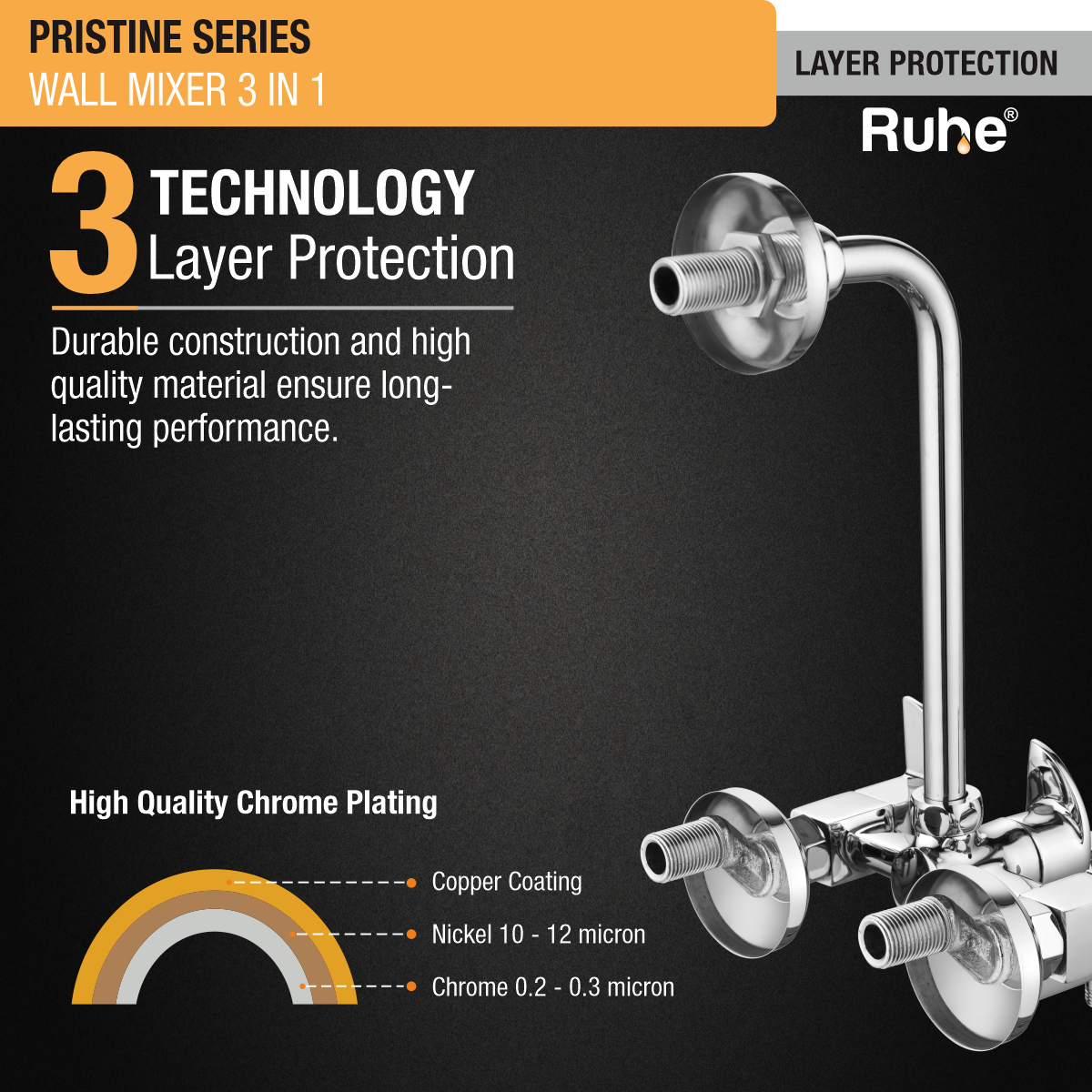 Pristine 3-in-1 Wall Mixer Tap - by Ruhe