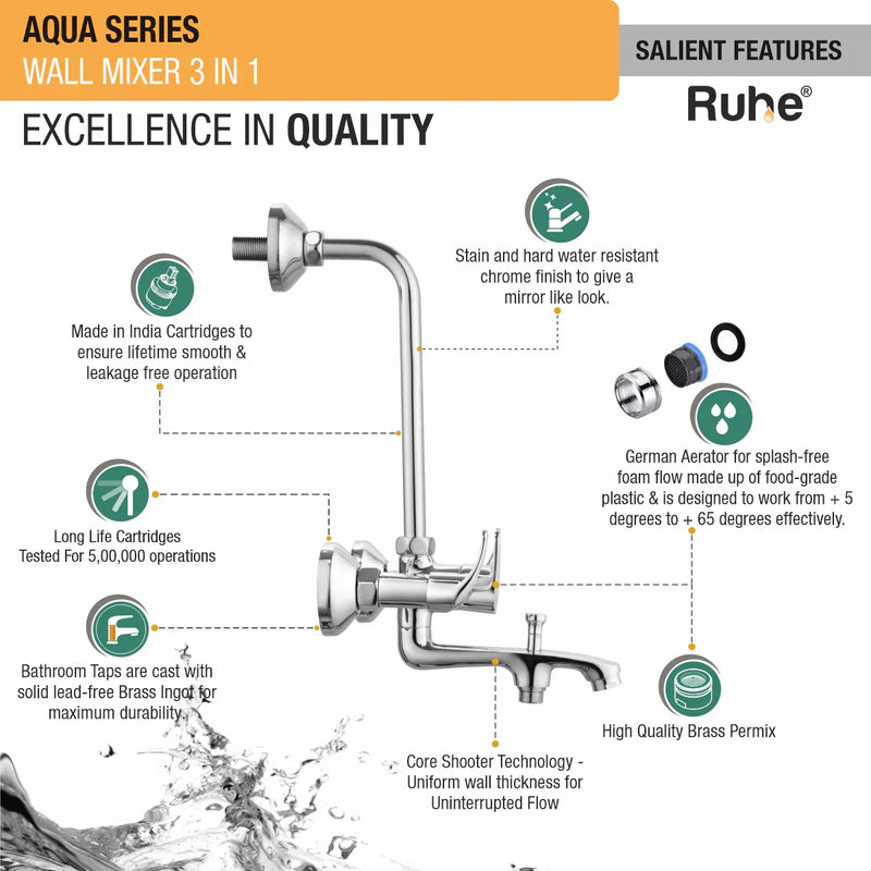 Aqua 3-in-1 Wall Mixer Tap