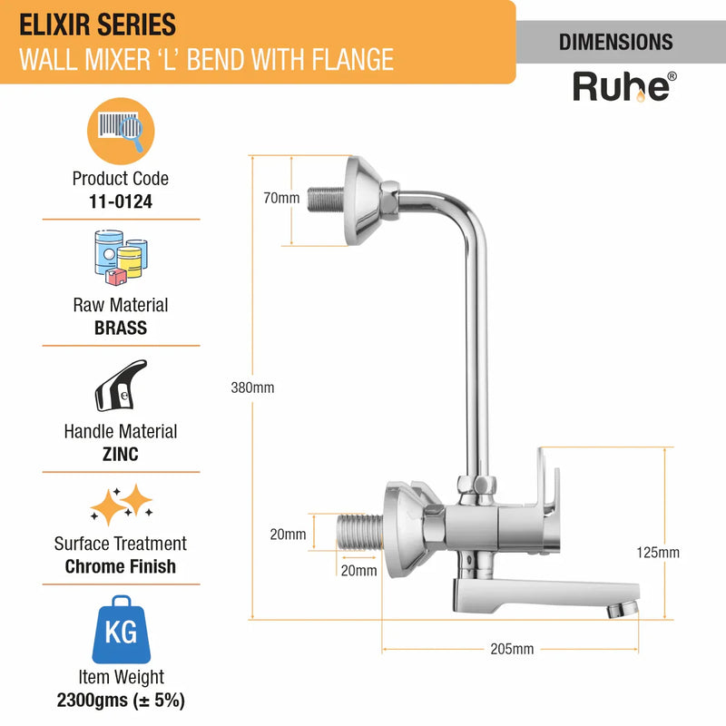 Elixir Wall Mixer Tap with L Bend