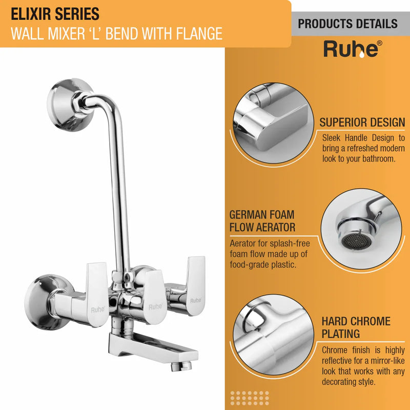 Elixir Wall Mixer Tap with L Bend