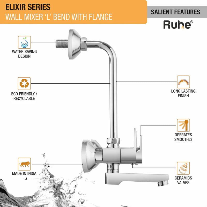 Elixir Wall Mixer Tap with L Bend
