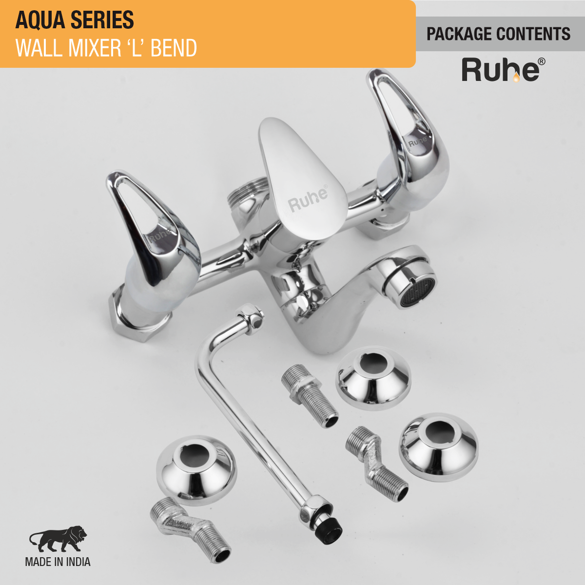 Aqua Wall Mixer Tap with L Bend Pipe - by Ruhe®