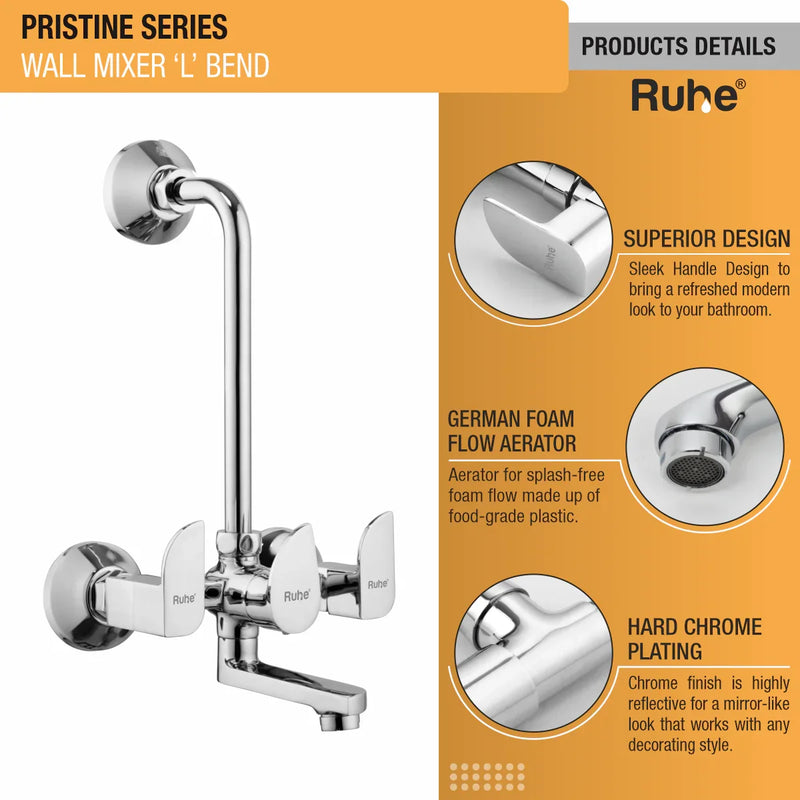 Pristine Wall Mixer Tap with L Bend