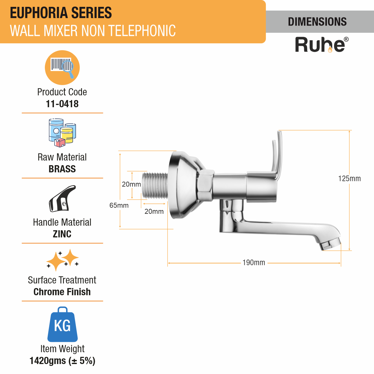 Euphoria Wall Mixer Tap - by Ruhe®