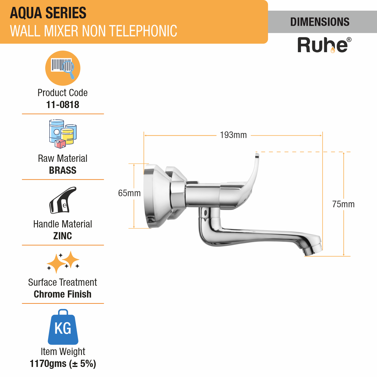 Aqua Wall Mixer Tap - by Ruhe®