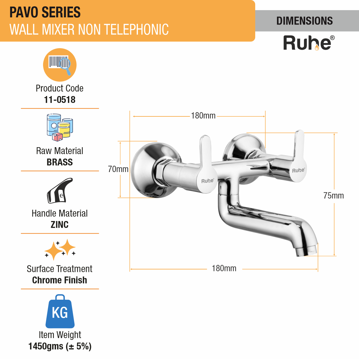 Pavo Wall Mixer Tap - by Ruhe®