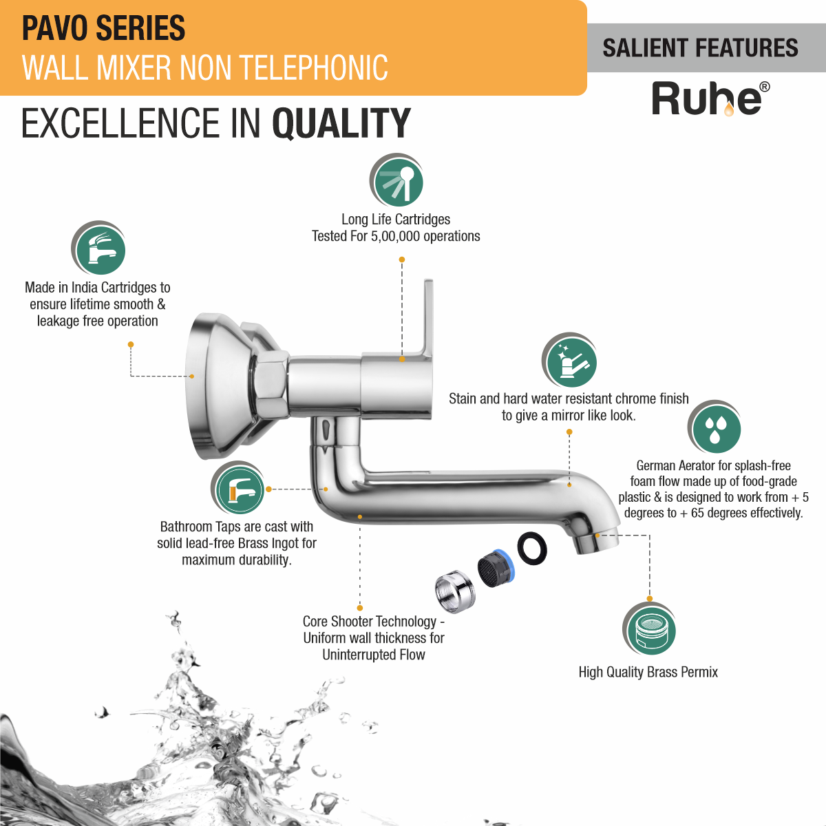 Pavo Wall Mixer Tap - by Ruhe®