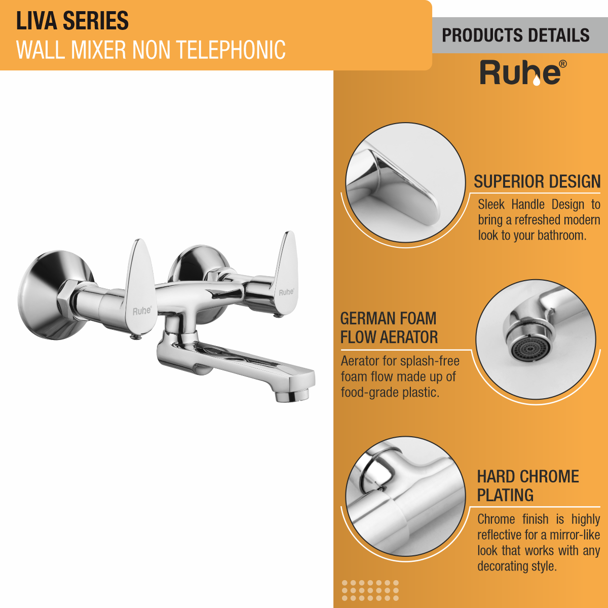 Liva Wall Mixer Tap - by Ruhe®