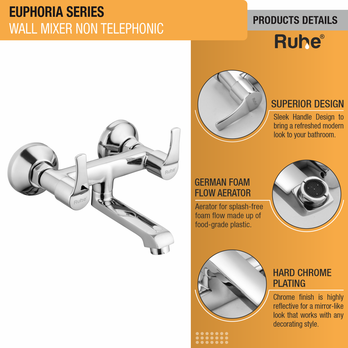 Euphoria Wall Mixer Tap - by Ruhe®