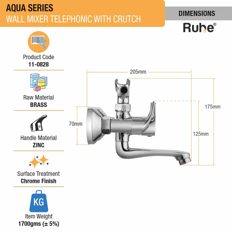 Aqua Telephonic Wall Mixer Tap with Crutch