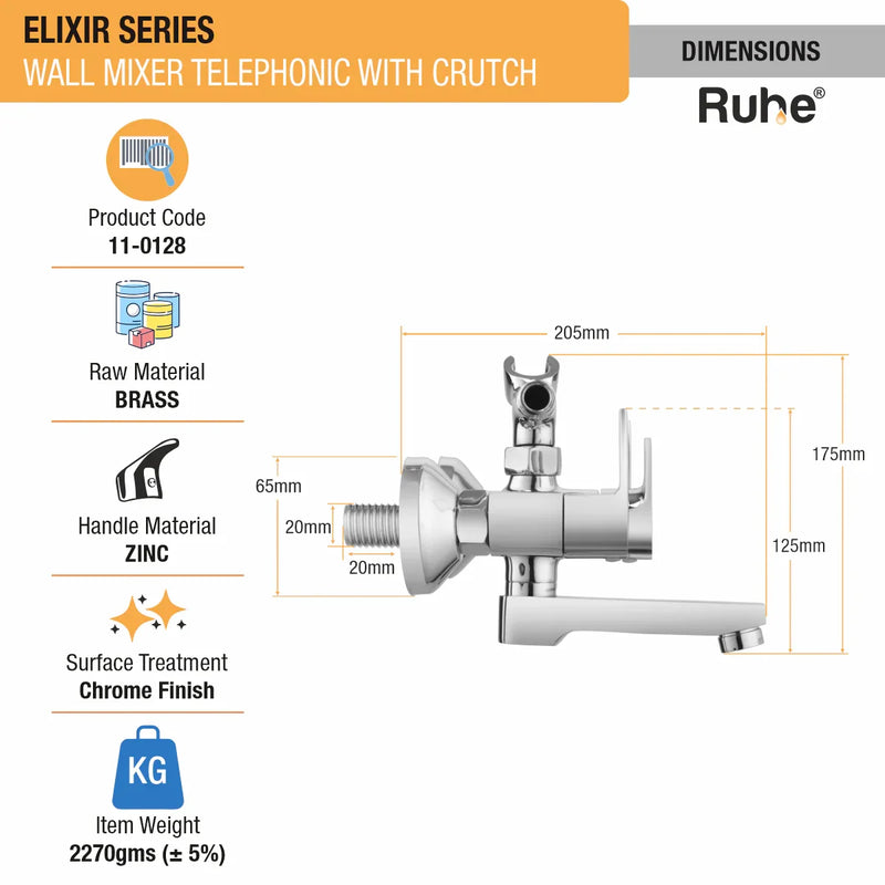 Elixir Telephonic Wall Mixer Tap with Crutch