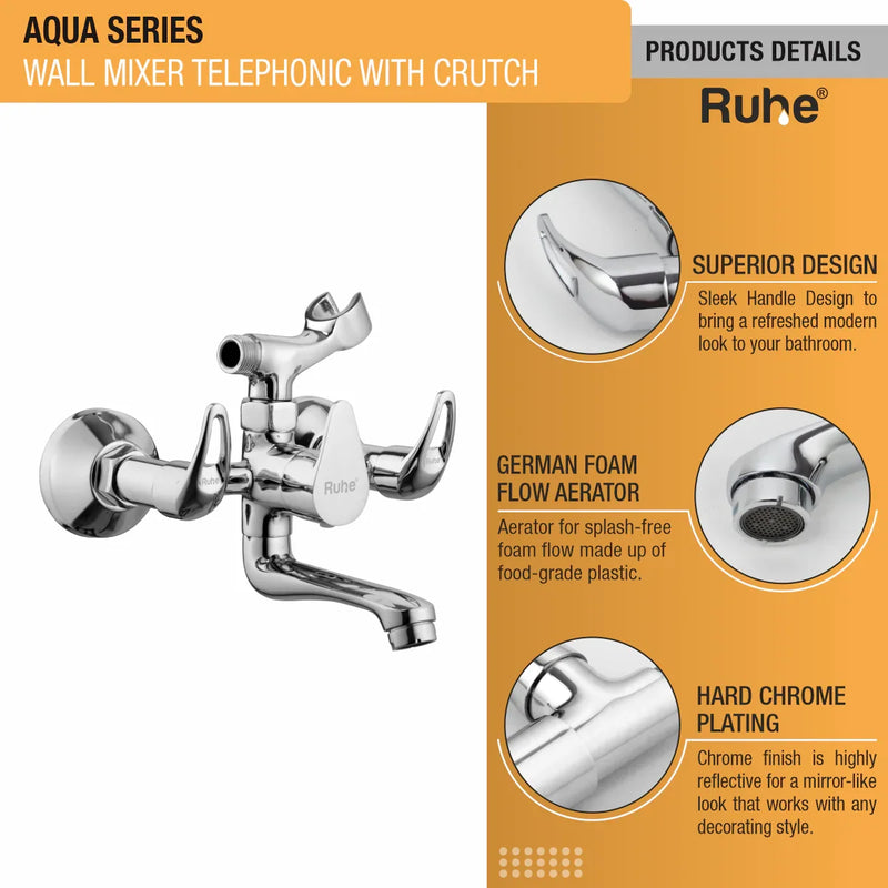 Aqua Telephonic Wall Mixer Tap with Crutch
