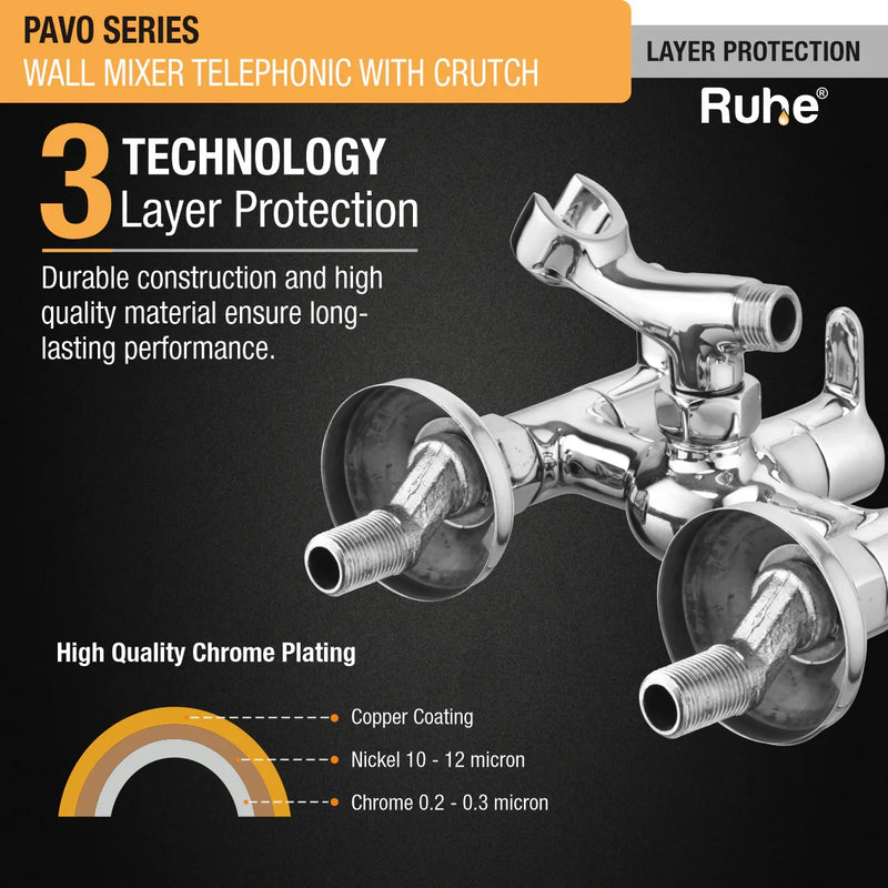Pavo Telephonic Wall Mixer Tap with Crutch
