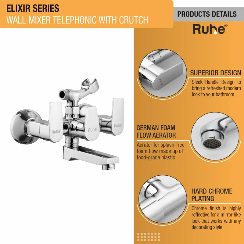 Elixir Telephonic Wall Mixer Tap with Crutch