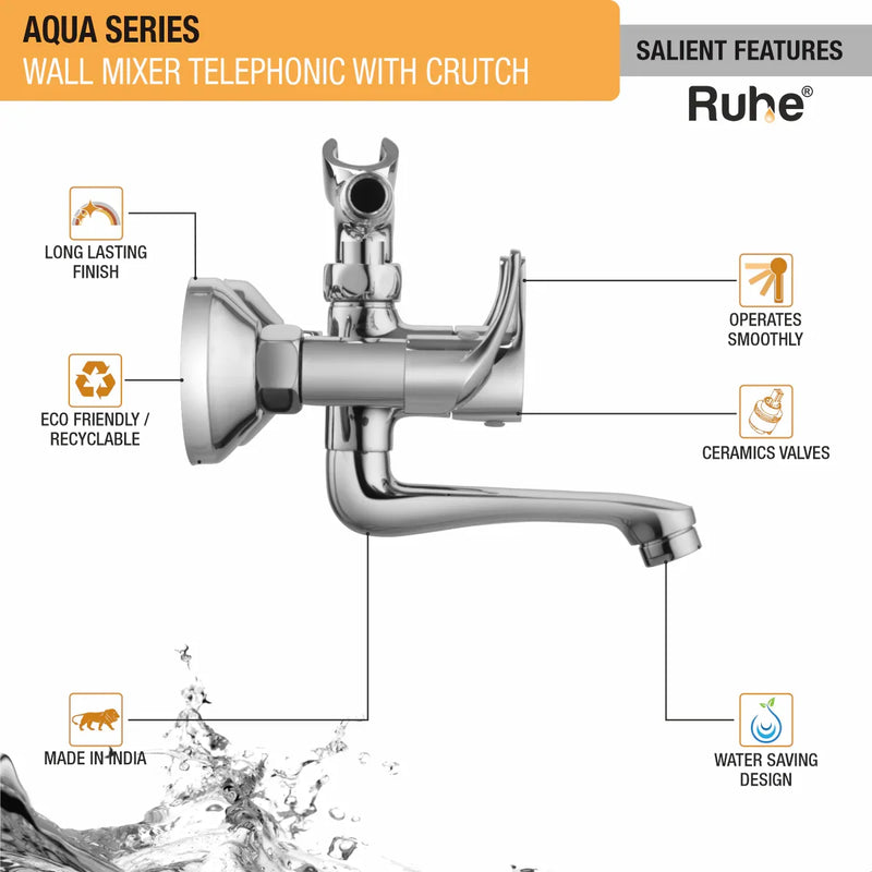 Aqua Telephonic Wall Mixer Tap with Crutch