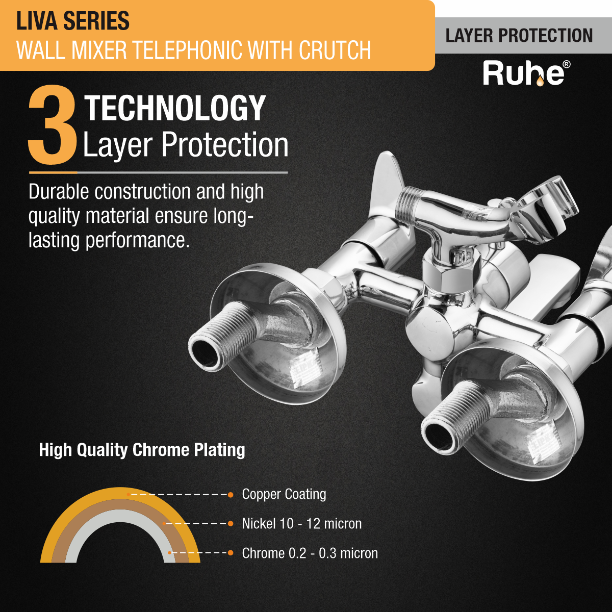 Liva Telephonic Wall Mixer Tap with Crutch - by Ruhe®