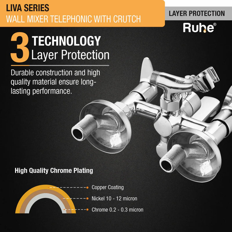 Liva Telephonic Wall Mixer Tap with Crutch
