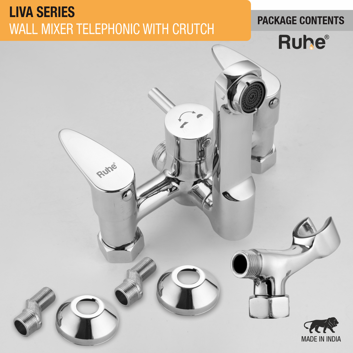 Liva Telephonic Wall Mixer Tap with Crutch - by Ruhe®