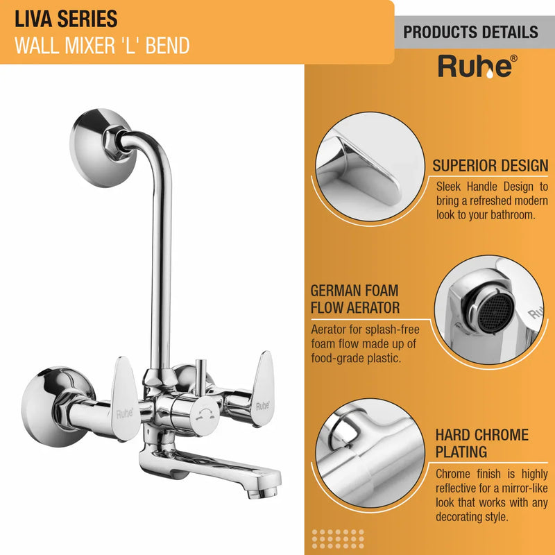 Liva Wall Mixer Tap with L Bend