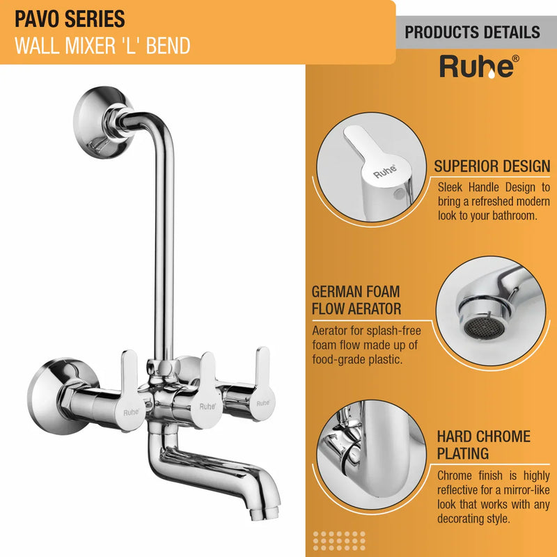 Pavo Wall Mixer Tap with L Bend