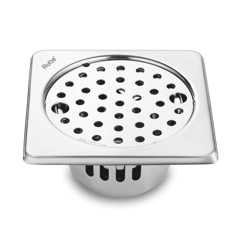 Air Square 304-Grade Floor Drain with Collar, Lock & Cockroach Trap (5 x 5 Inches) - by Ruhe